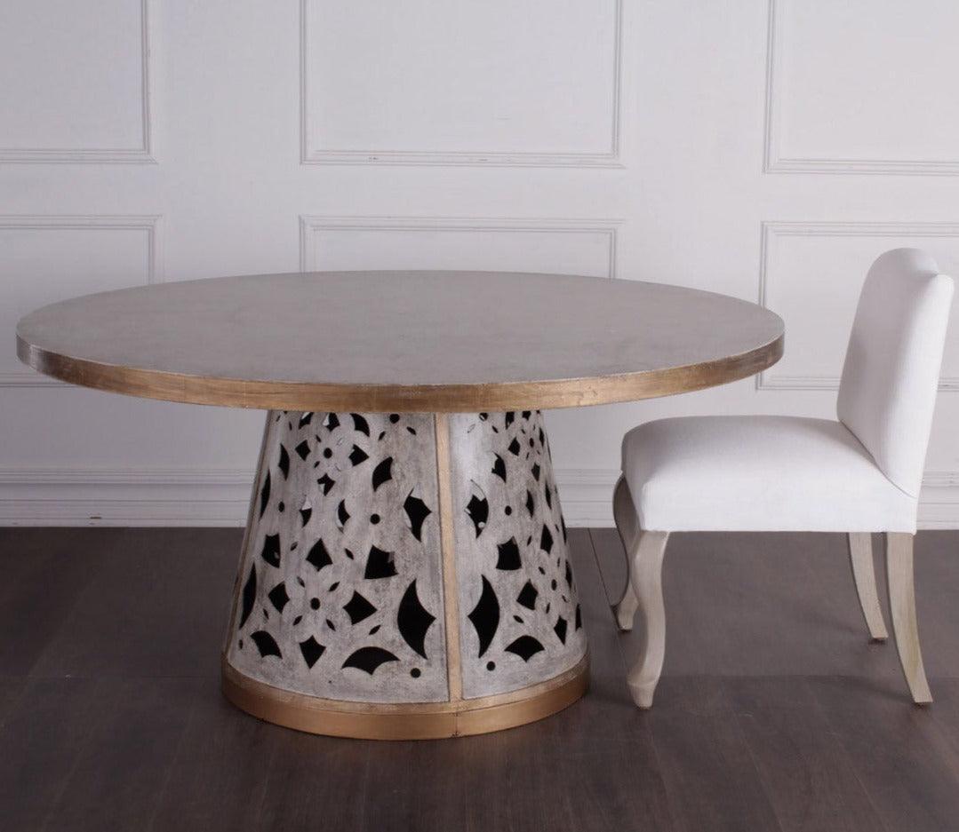 Gilded Round Base Dining Table - Belle Escape