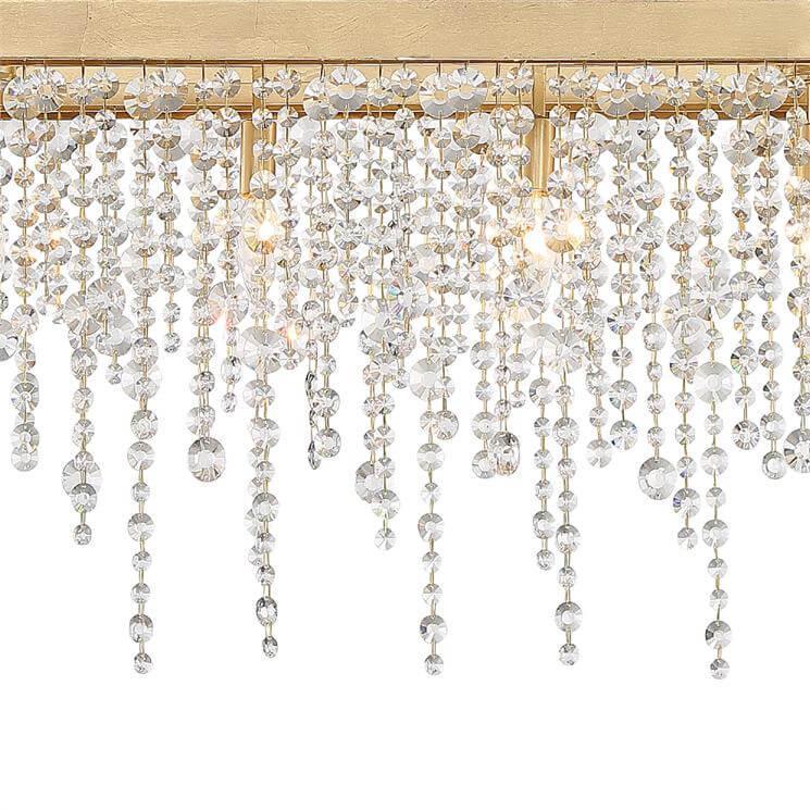 Gold Crystal Rainfall Long Island Chandelier - Belle Escape