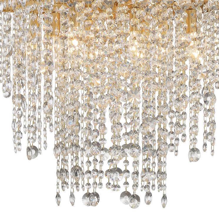 Golden Rectangular Crystal Rainfall Chandelier - Belle Escape