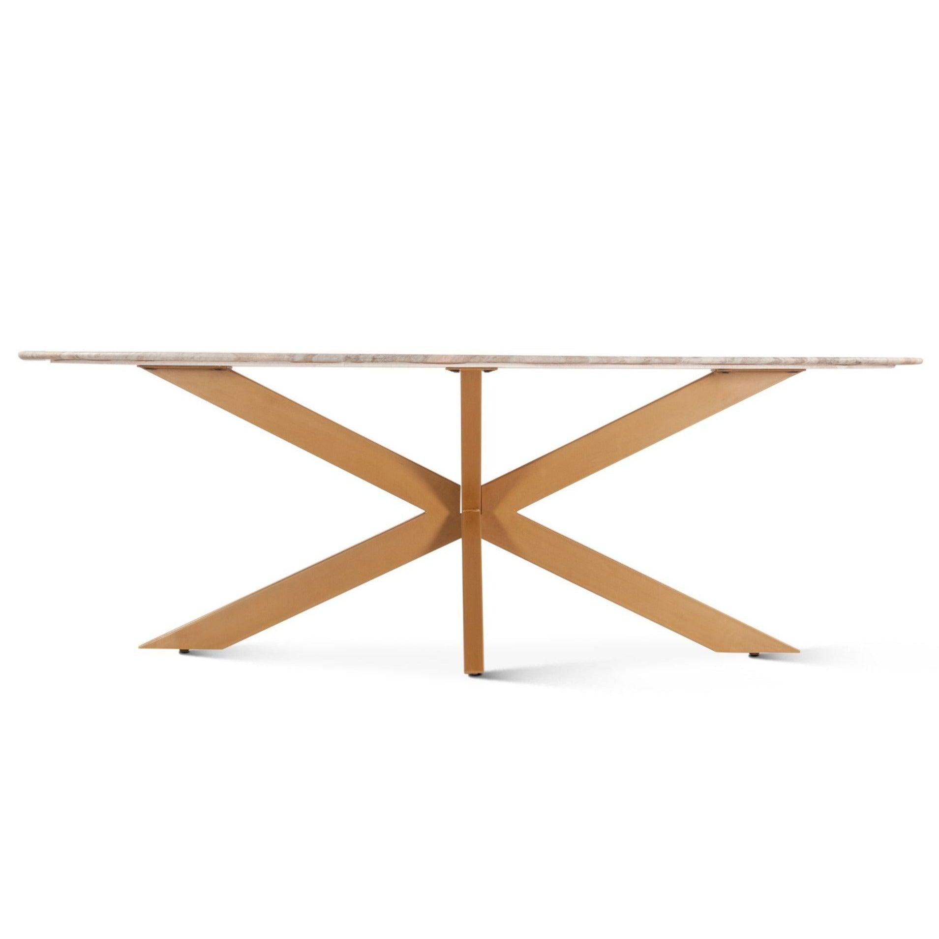Golden Starburst Oval Marble Dining Table - Belle Escape