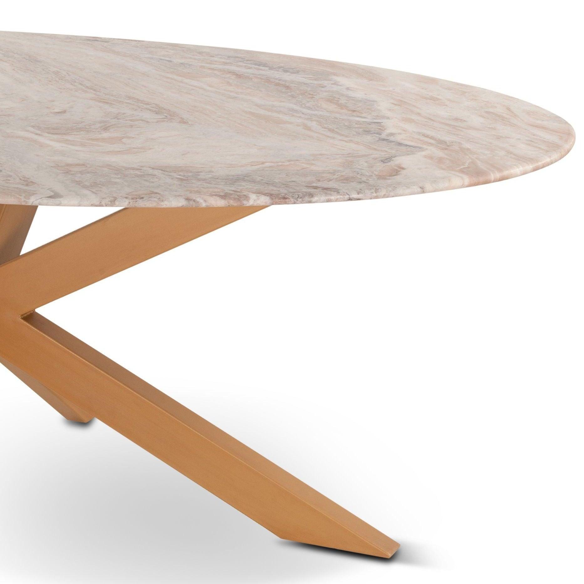 Golden Starburst Oval Marble Dining Table - Belle Escape