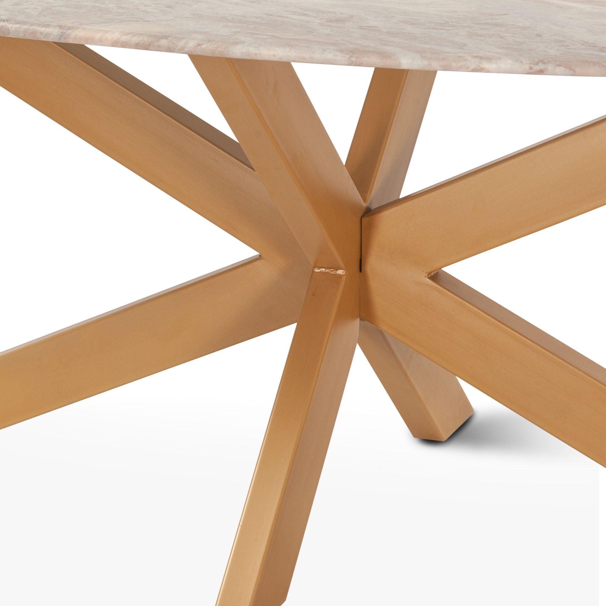 Golden Starburst Oval Marble Dining Table - Belle Escape
