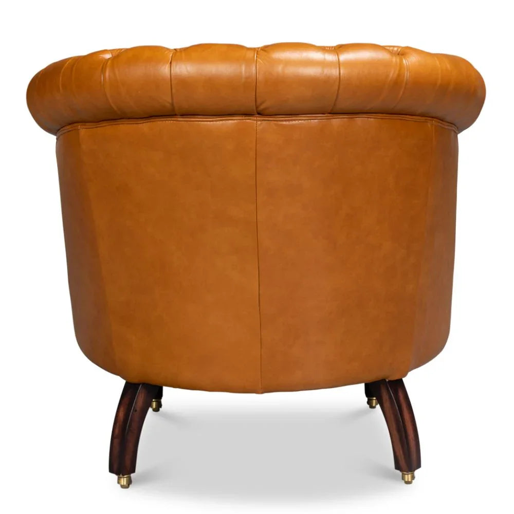 Golden Brown Chesterfield Barrel Leather Chair