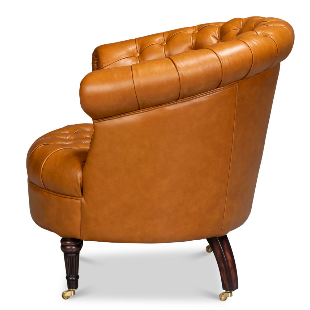 Golden Brown Chesterfield Barrel Leather Chair