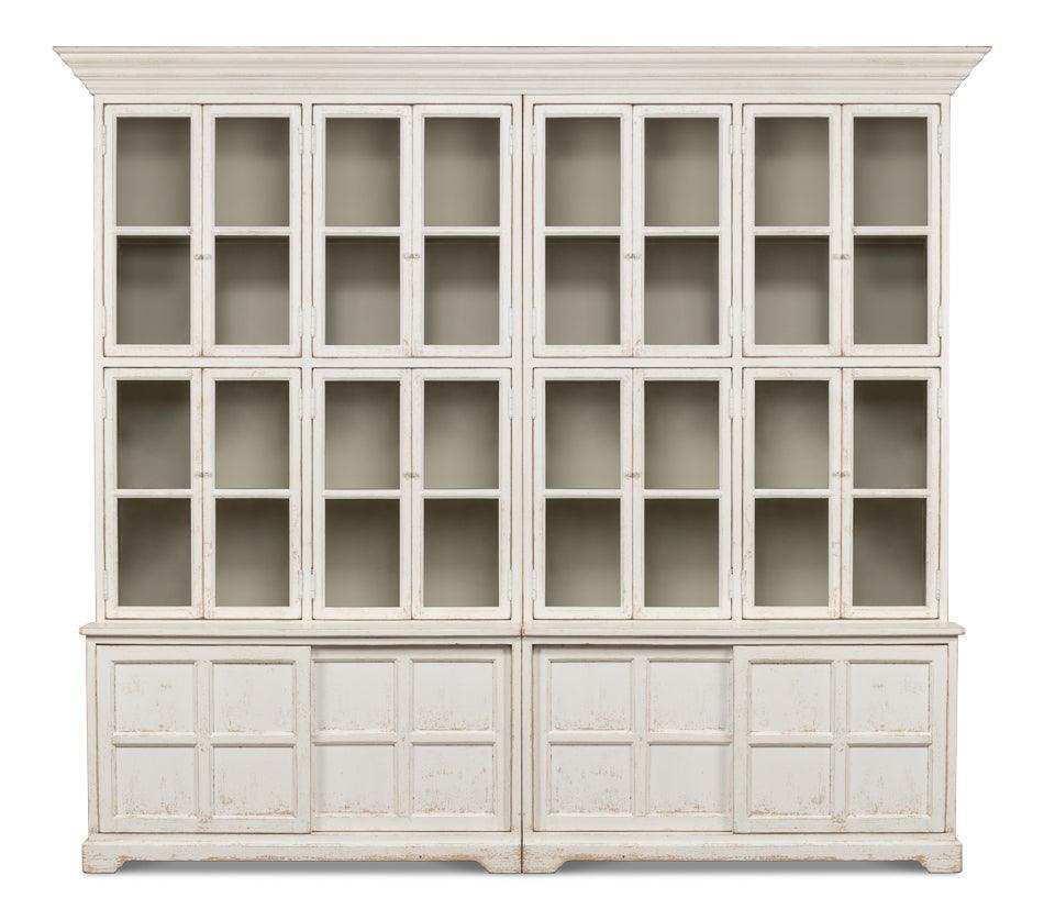 Grand Shabby Chic Glass Front Cabinet - Belle Escape