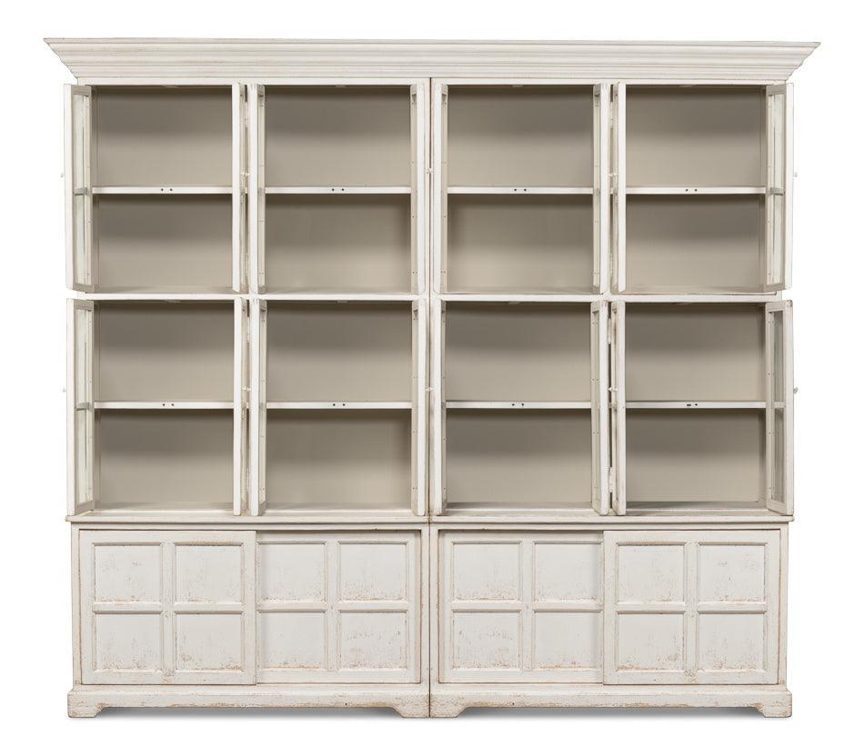 Grand Shabby Chic Glass Front Cabinet - Belle Escape