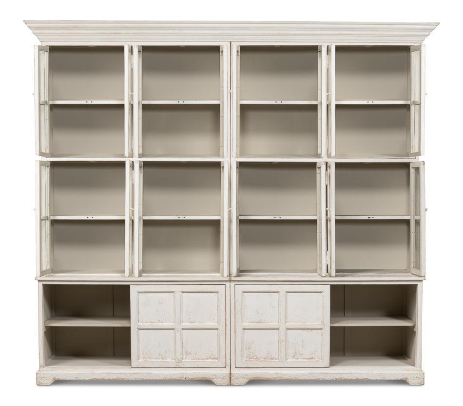 Grand Shabby Chic Glass Front Cabinet - Belle Escape