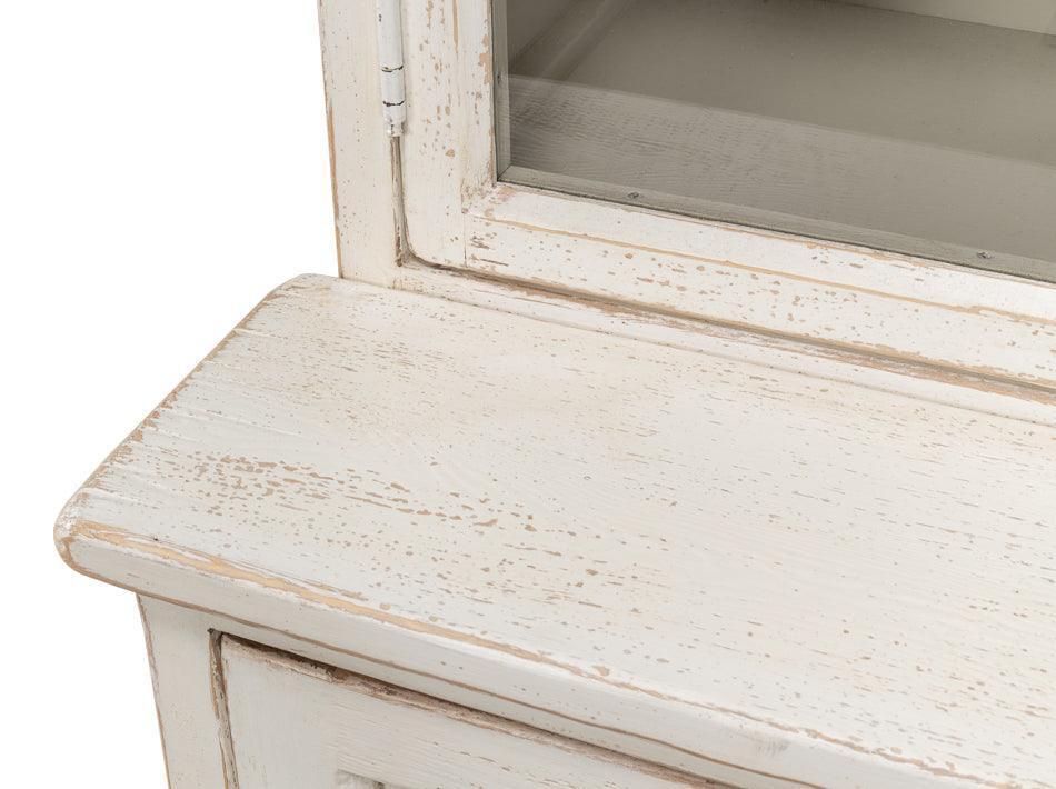 Grand Shabby Chic Glass Front Cabinet - Belle Escape