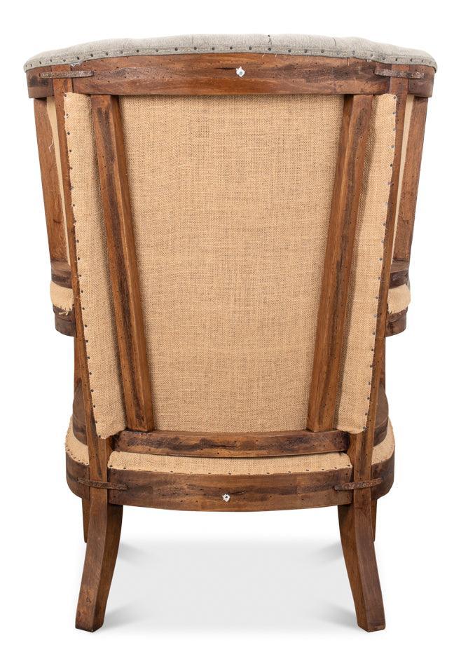 Gray Deconstructed Tufted Arm Chair with Leather Seat - Belle Escape