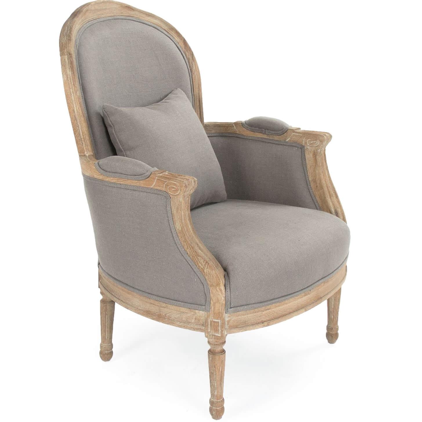 Gray French Club Chair - Belle Escape