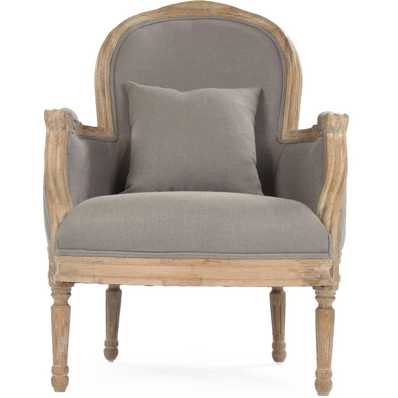 Gray French Club Chair - Belle Escape