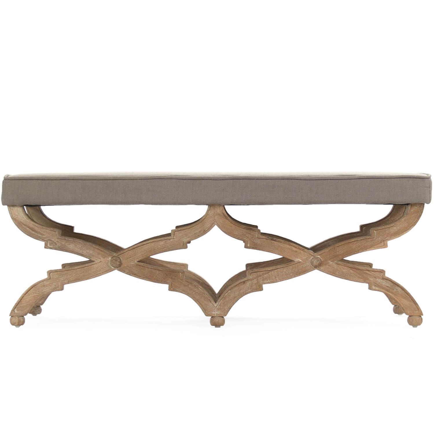 Gray Linen Crescenzo Bench - Belle Escape