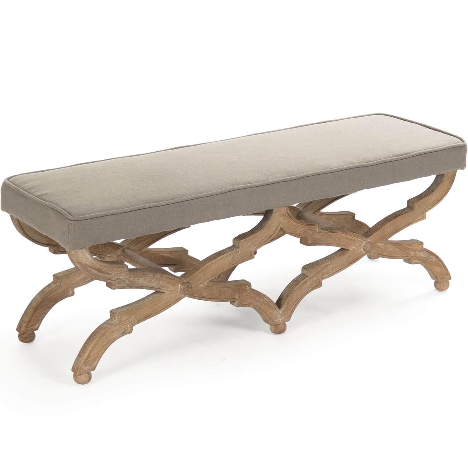 Gray Linen Crescenzo Bench - Belle Escape