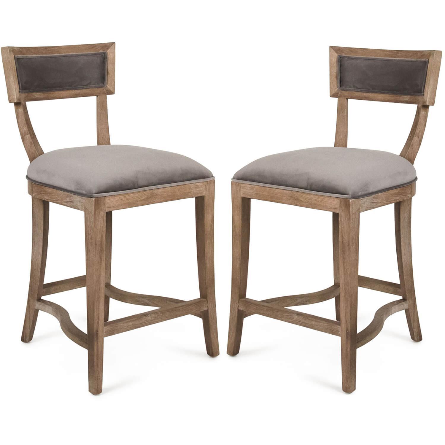 Gray Velvet Curved Back Counter Stools - Belle Escape