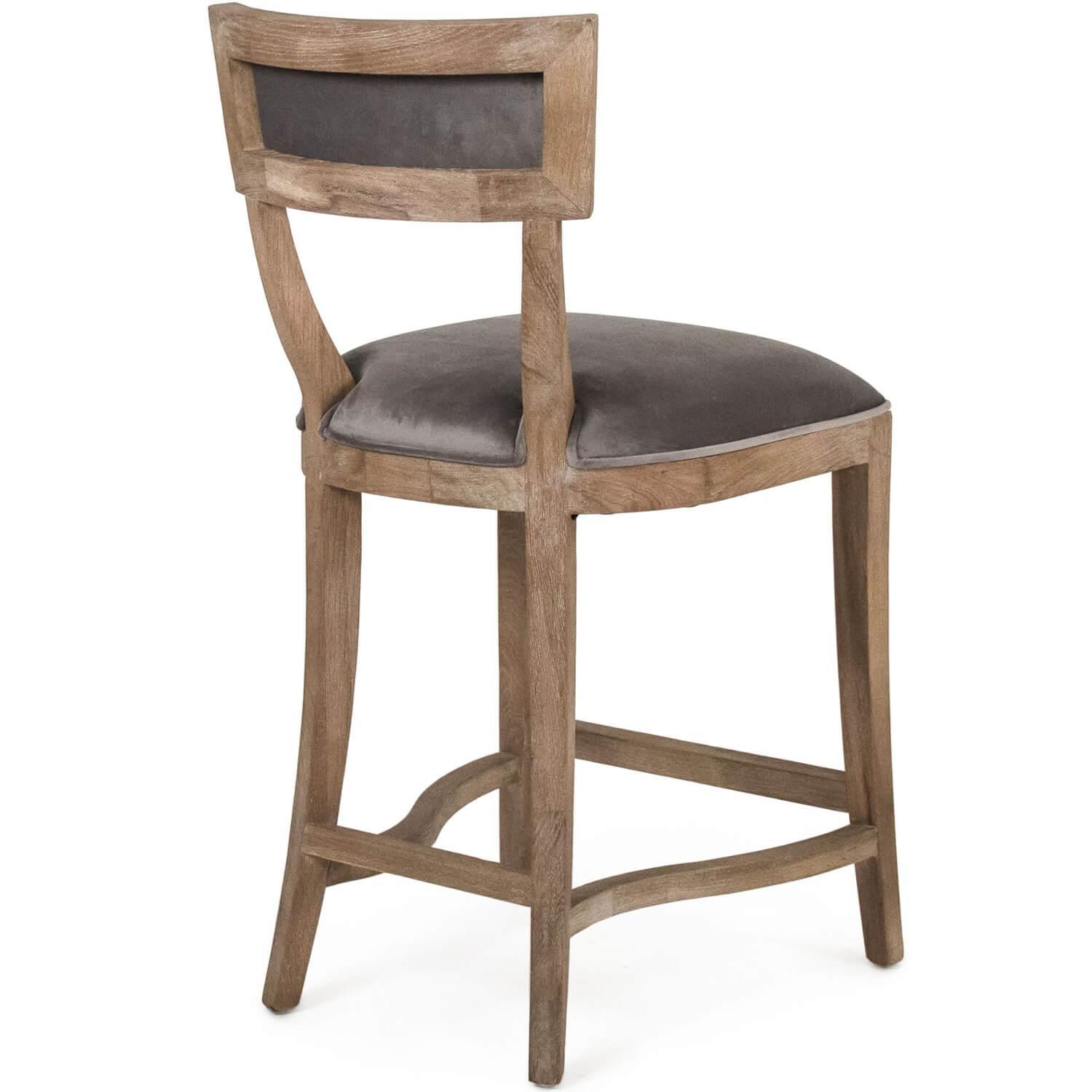 Gray Velvet Curved Back Counter Stools - Belle Escape