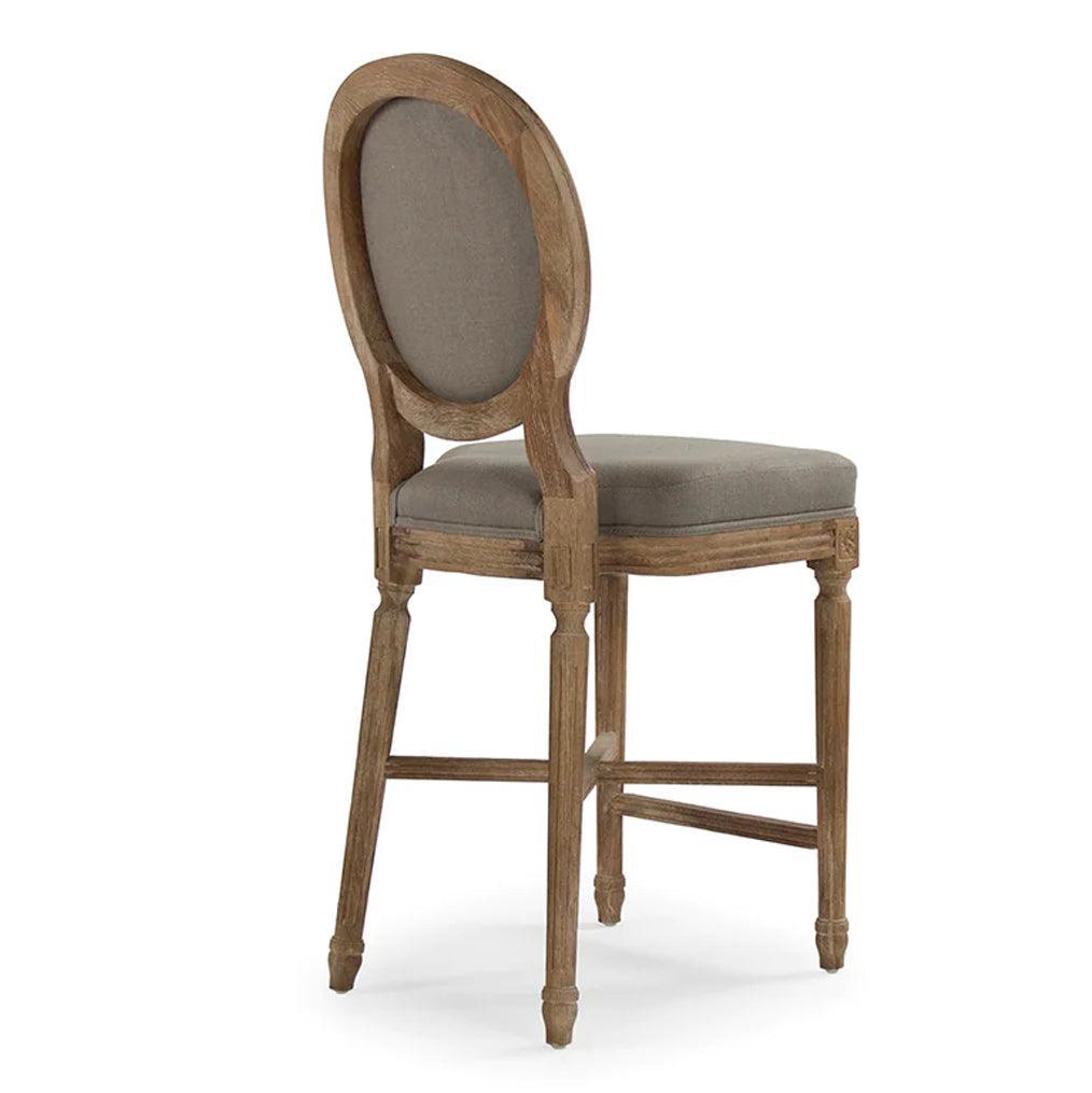 Gray Linen Medallion Counter Stool