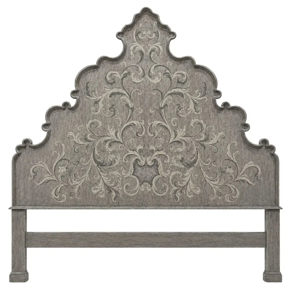 Regal Gray Brushed Scroll Venetian Bed