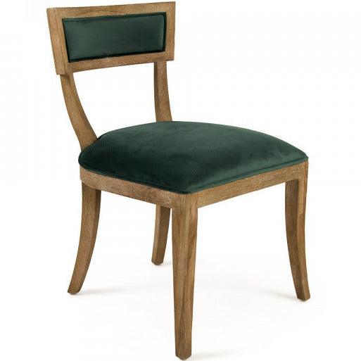 Green Velvet Curved Back Chairs - Pair - Belle Escape