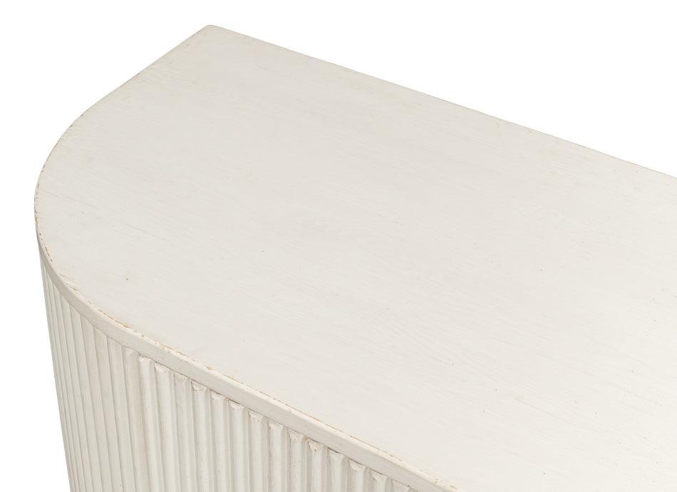 Halle Ribbed White Demilune Buffet - Belle Escape