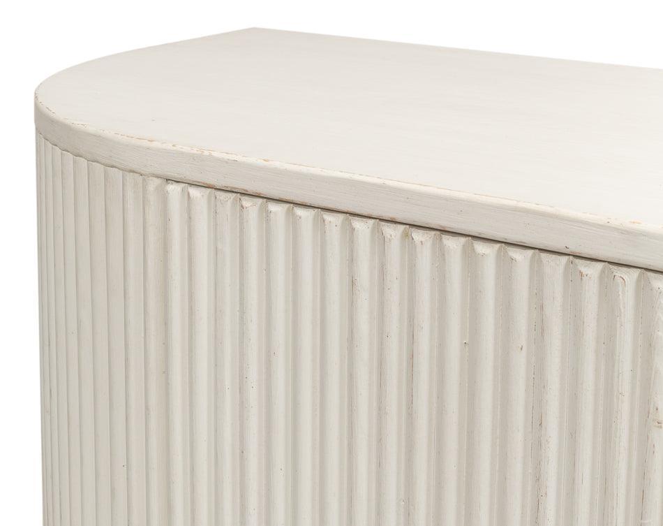 Halle Ribbed White Demilune Buffet - Belle Escape