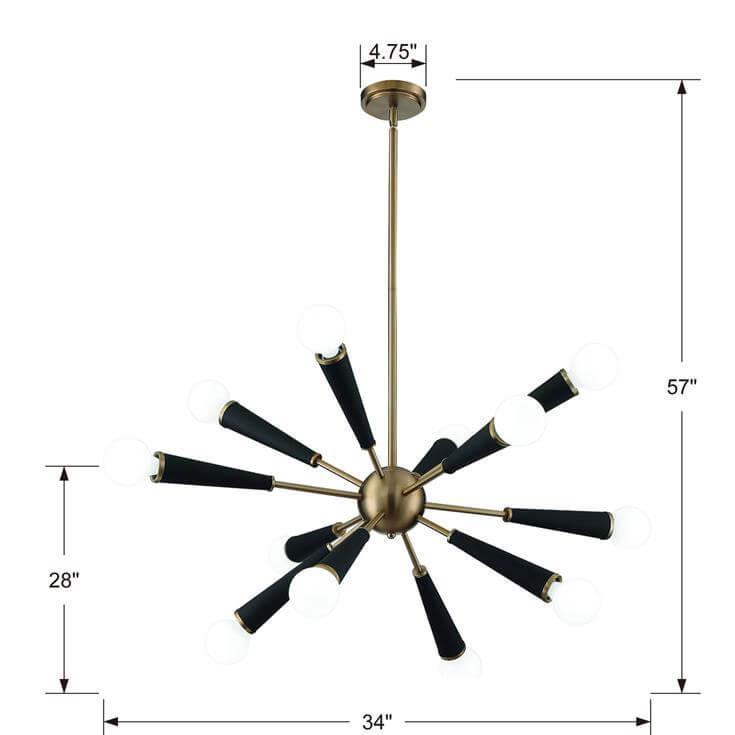 Industrial Zodiac Aged Brass Chandelier - Belle Escape