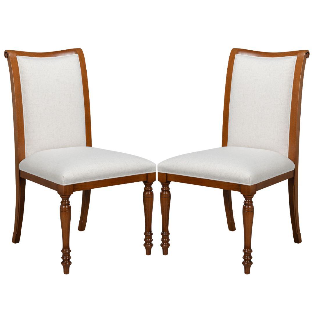 Old World Walnut Jupe Dining Chairs - Pair