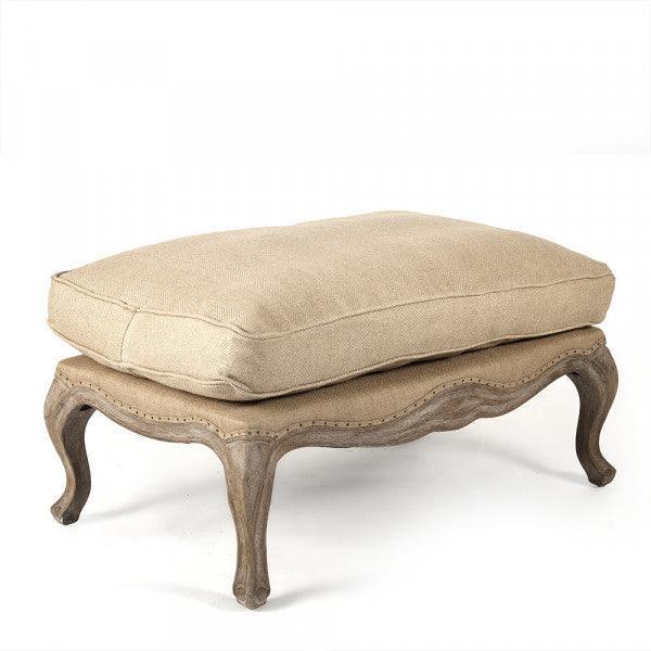 Jute Top French Burlap Ottoman - Belle Escape