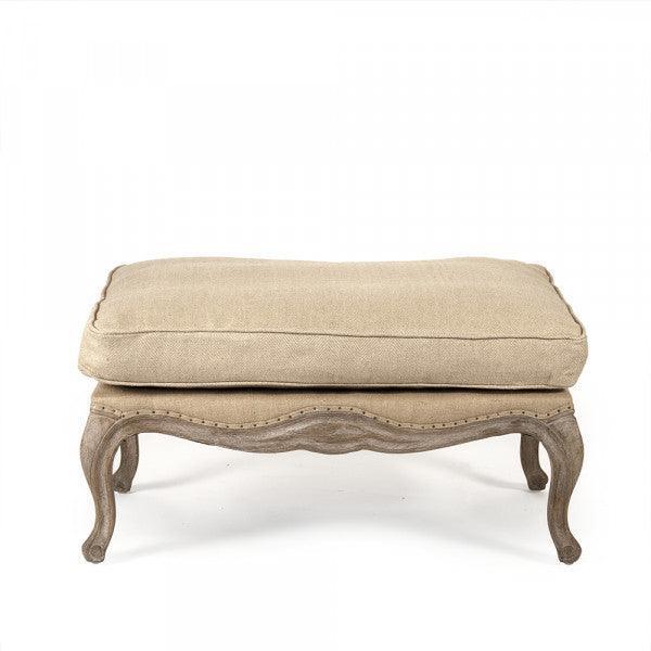 Jute Top French Burlap Ottoman - Belle Escape