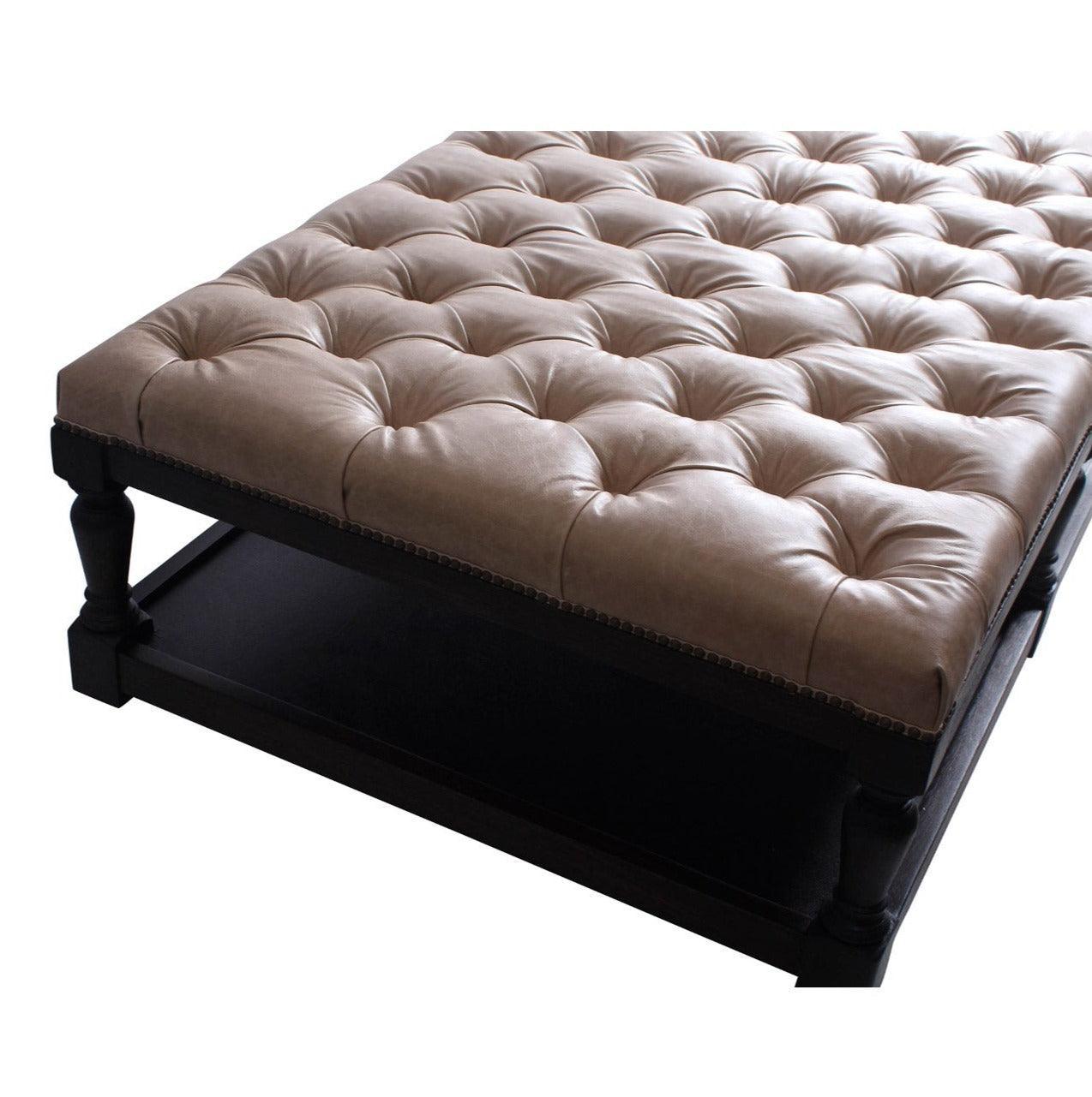 Kingston Tufted Leather Ottoman - Belle Escape