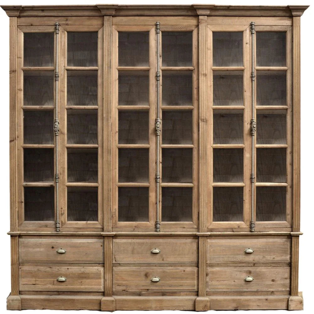 Grand Rustic 6-Door Glass Front Cabinet