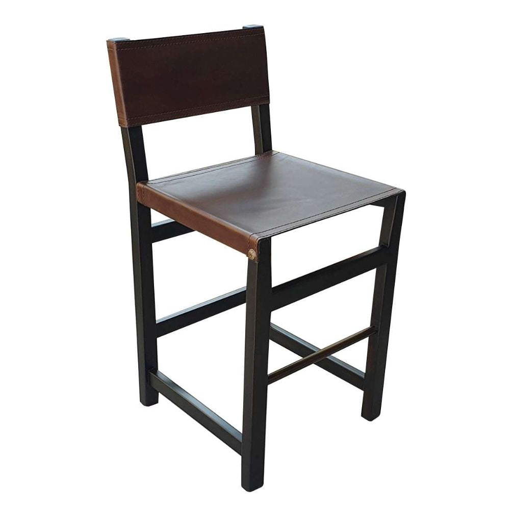 Leather Belt Back Counter Stool