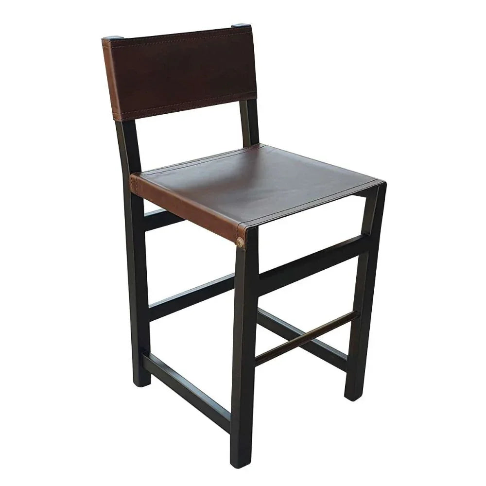 Leather Belt Back Counter Stool