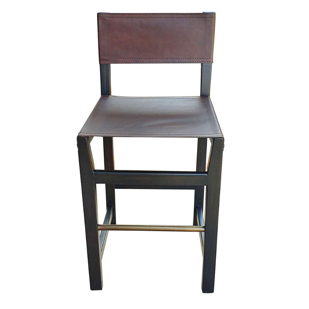 Leather Belt Back Counter Stool
