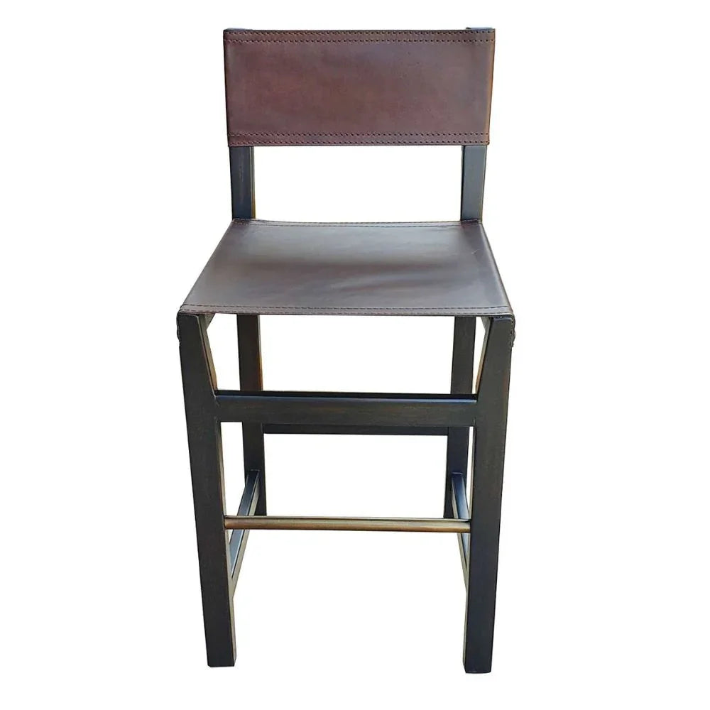 Leather Belt Back Counter Stool