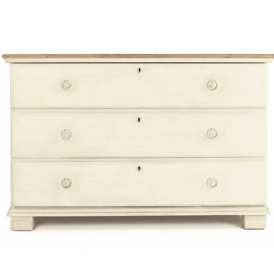 Antique White Wood Top Farmhouse Chest