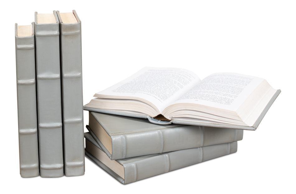 Gray Leather Bound Decorative Books