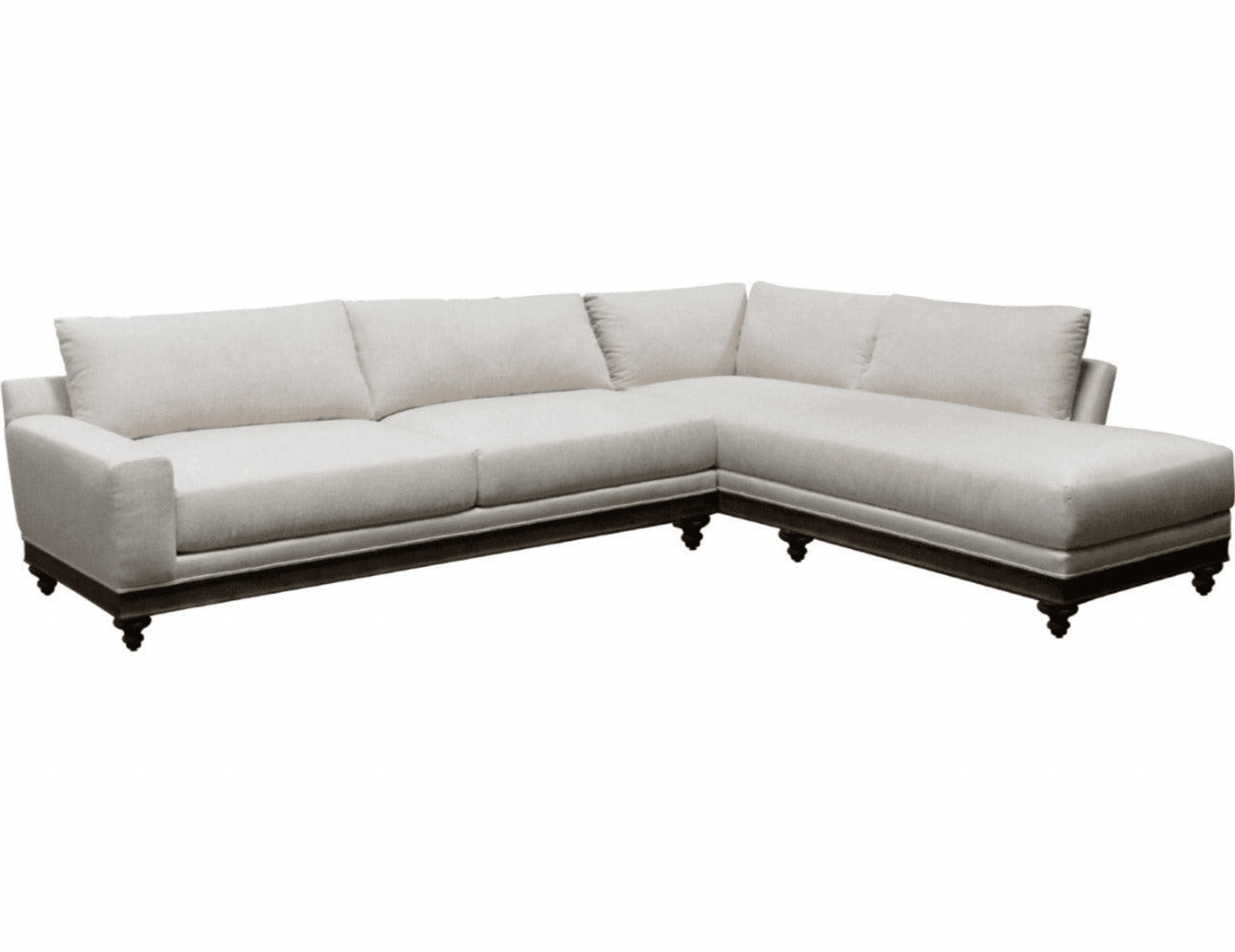 Long Wood Platform White Sectional - Belle Escape