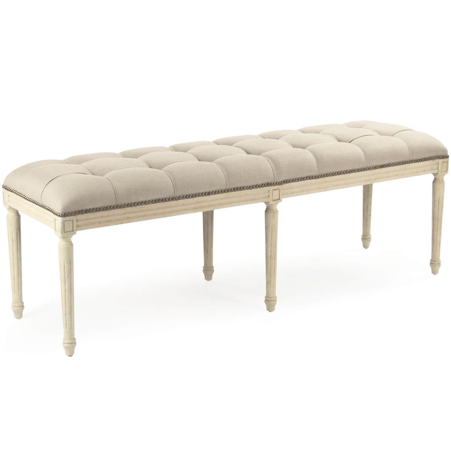 Louis Tufted Off White Bench - Belle Escape