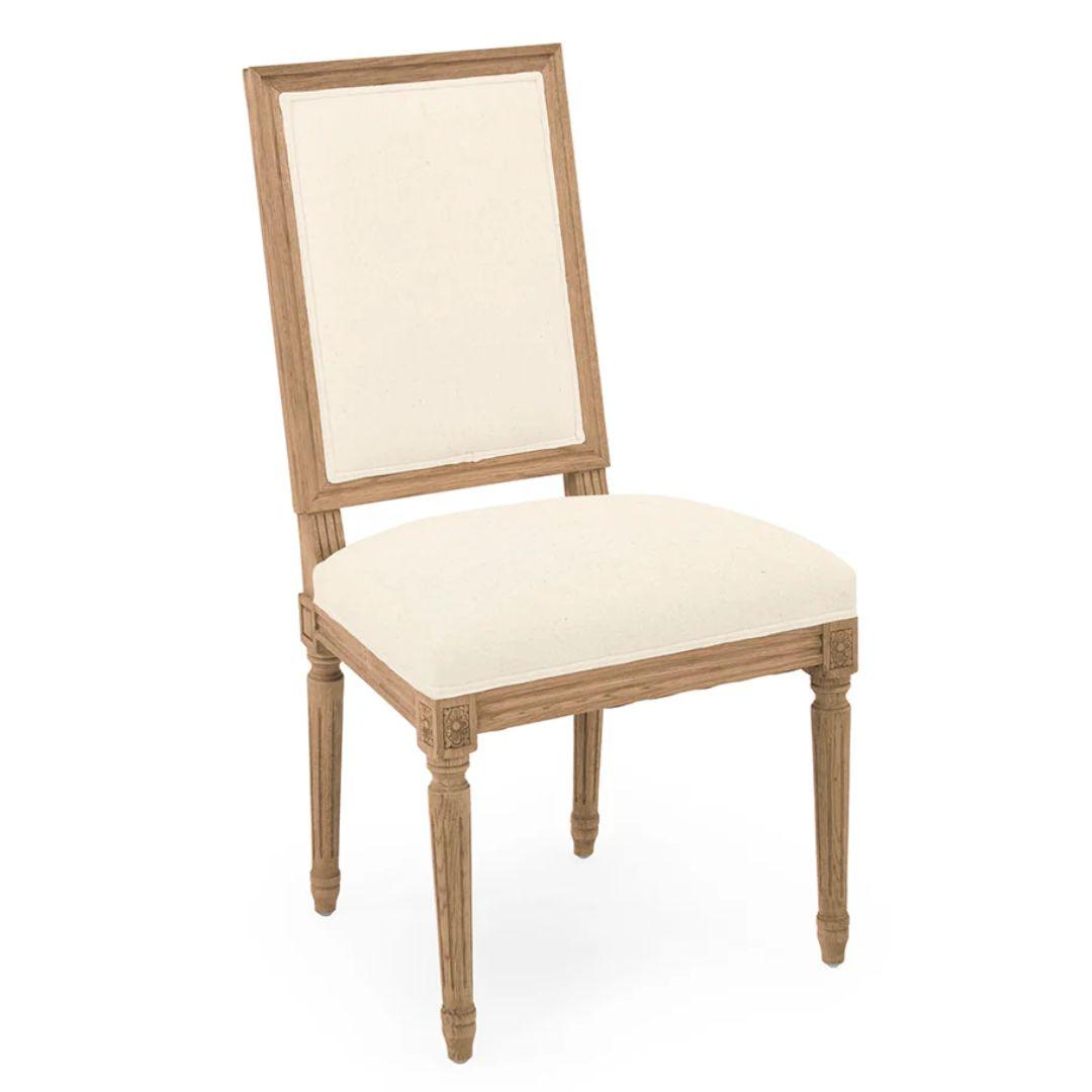 White Louis Square Back Side Chairs - Pair