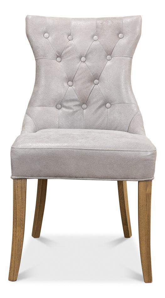 Madeleine Gray Leather Side Chairs - Belle Escape