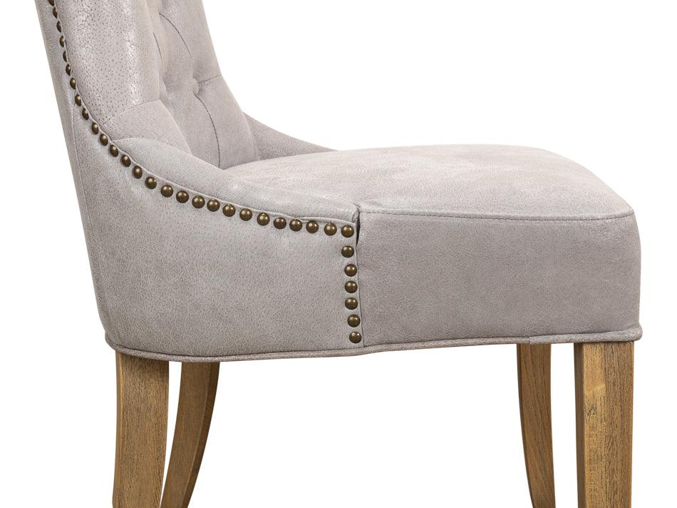 Madeleine Gray Leather Side Chairs - Belle Escape