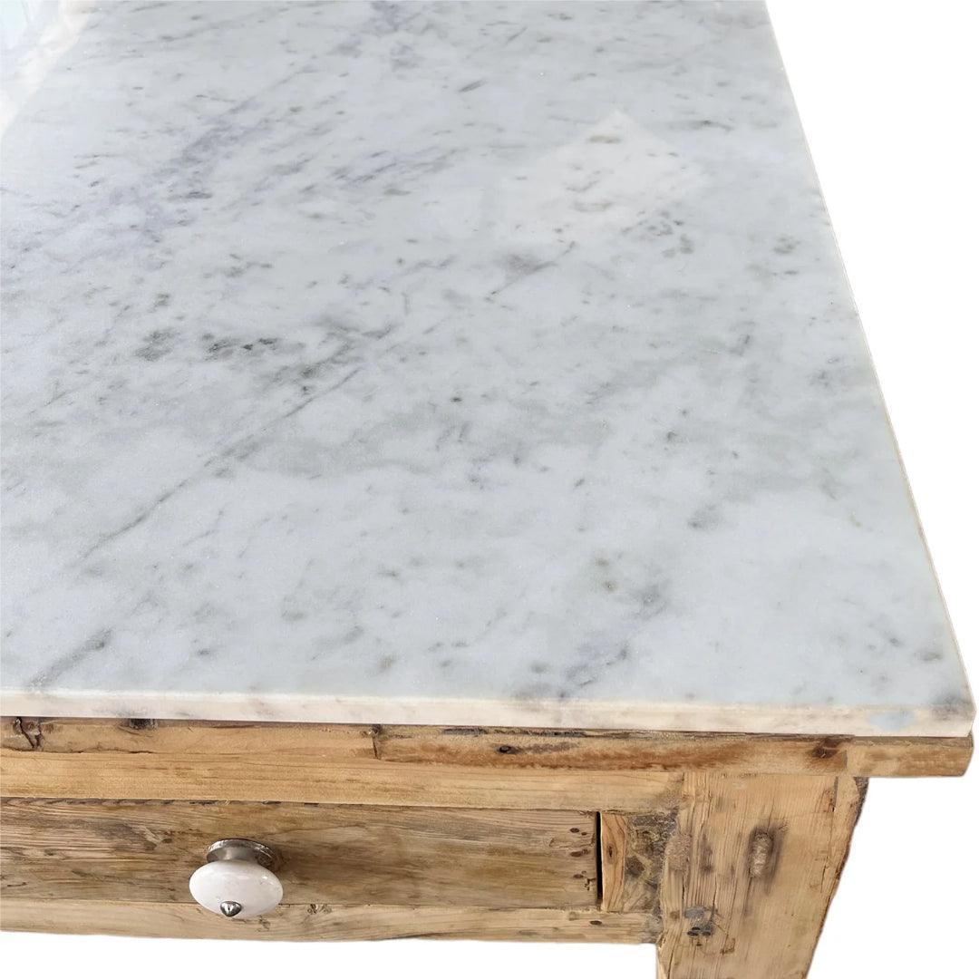 Marble Top Farmhouse Kitchen Island - Belle Escape