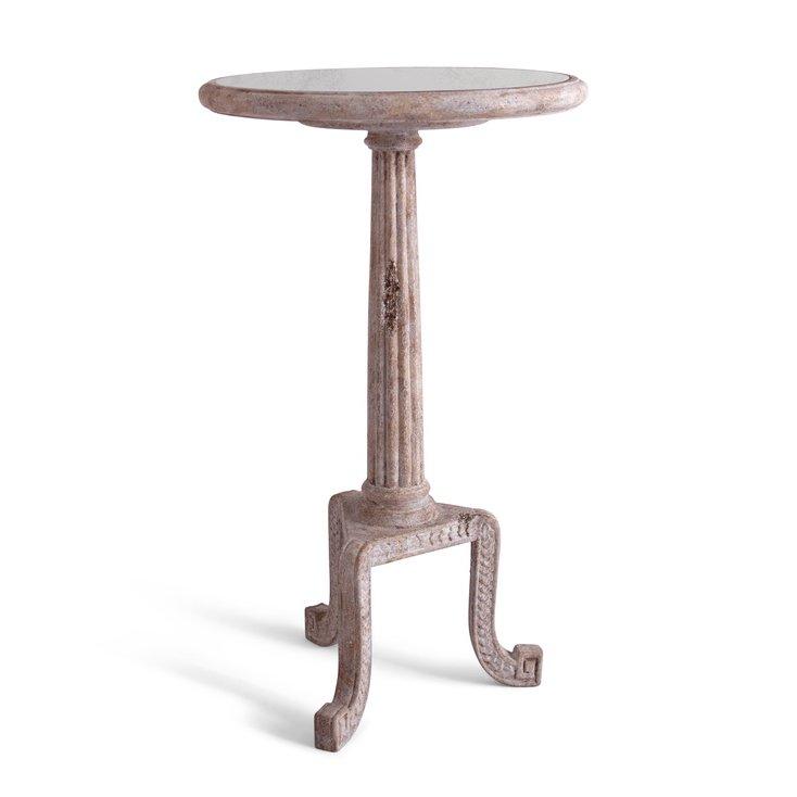 Mirror Top Scroll Accent Table - Belle Escape
