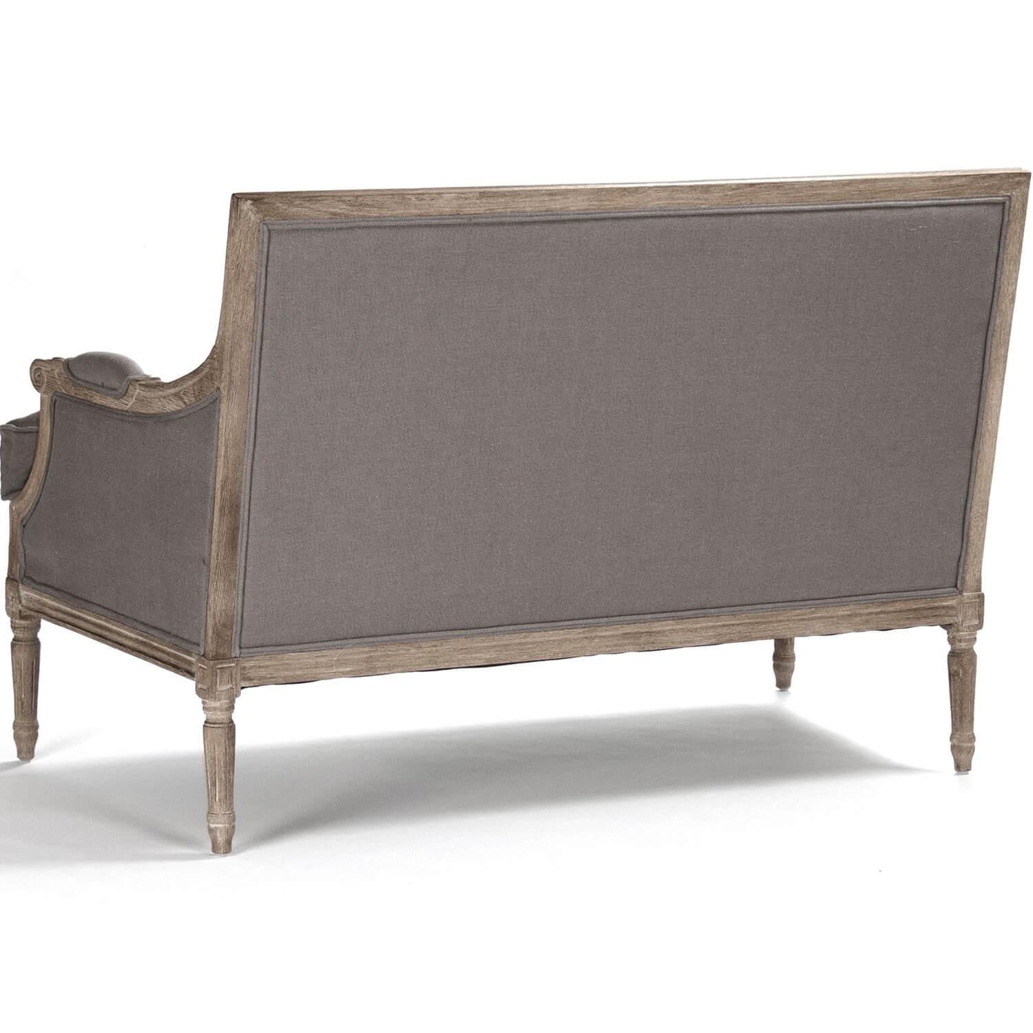 Modern Gray French Louis Settee - Belle Escape
