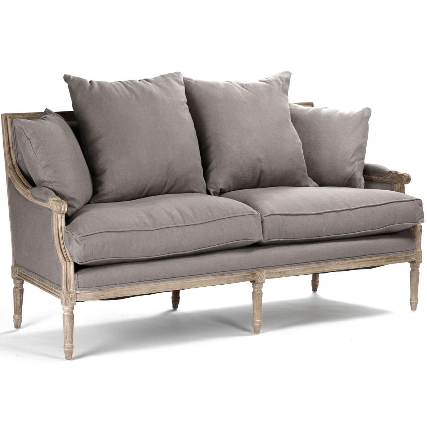 Modern Gray French Louis Sofa - Belle Escape