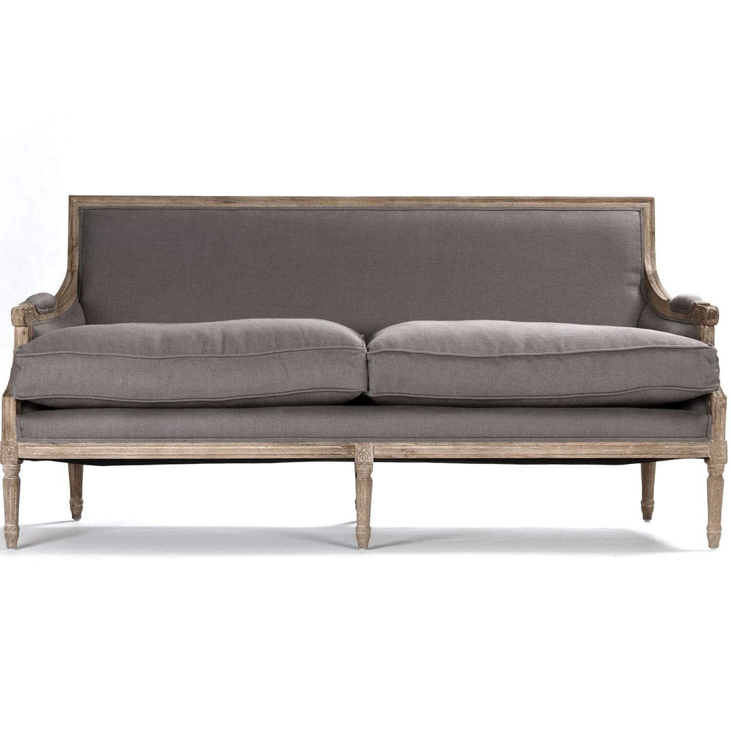 Modern Gray French Louis Sofa - Belle Escape