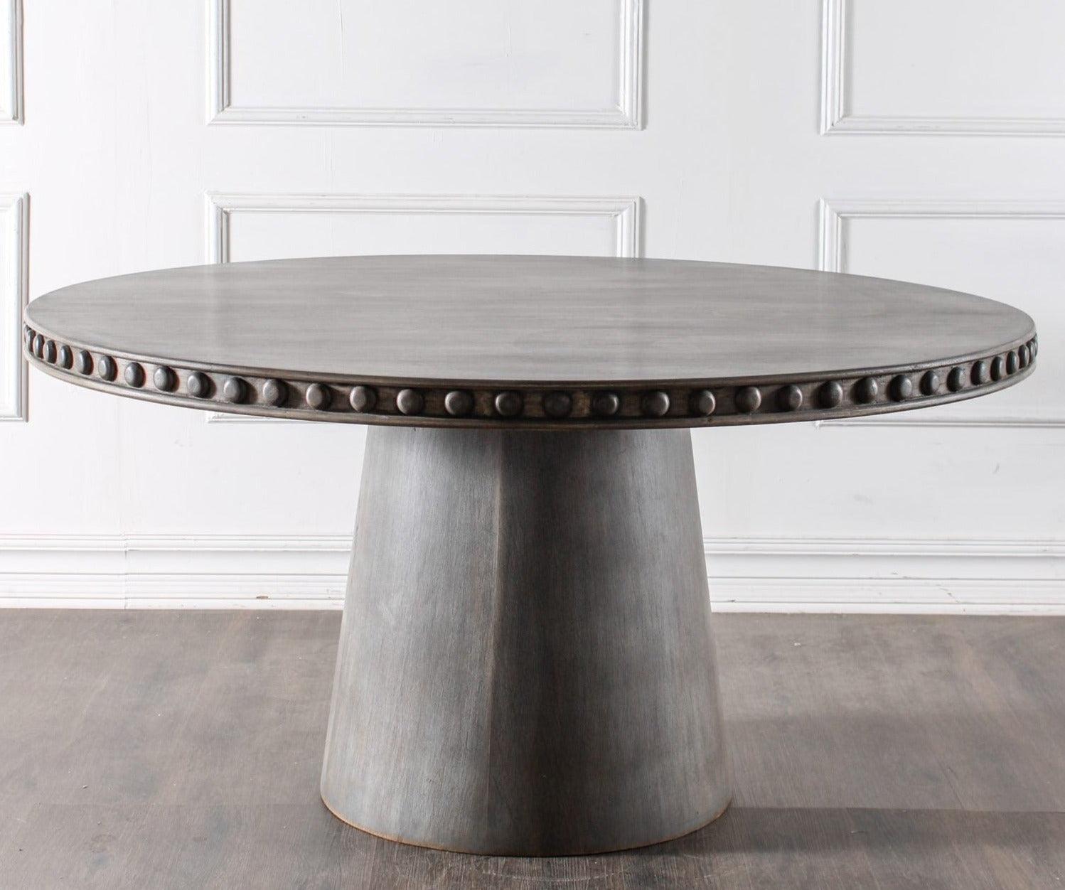 Modern Grey Wood Studded Dining Table - Belle Escape