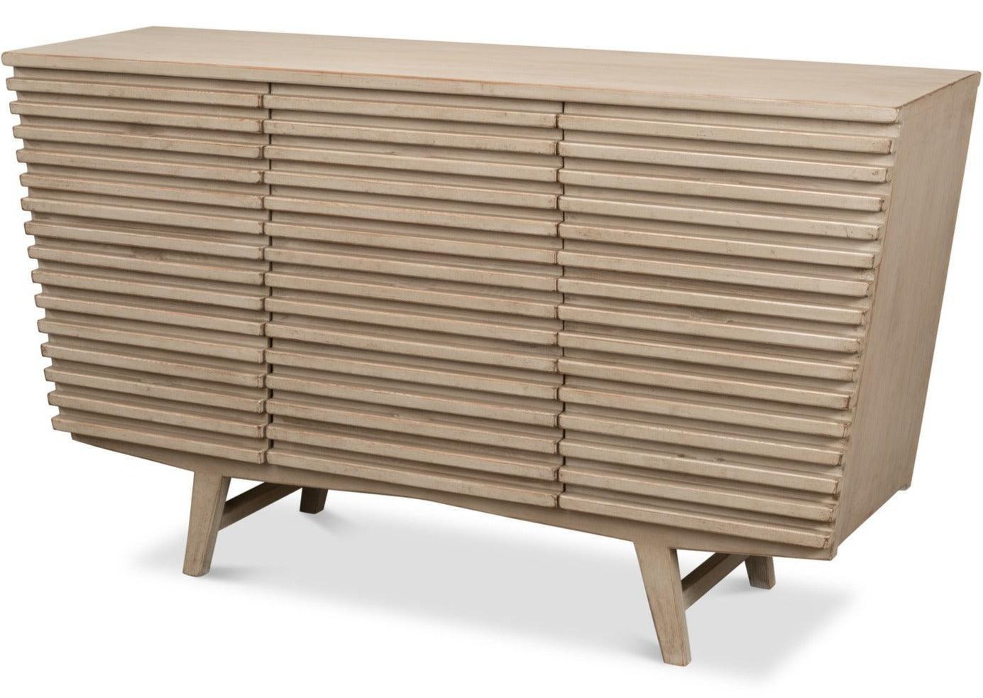 Modern Stoney Grey Ribbed Sideboard - Belle Escape