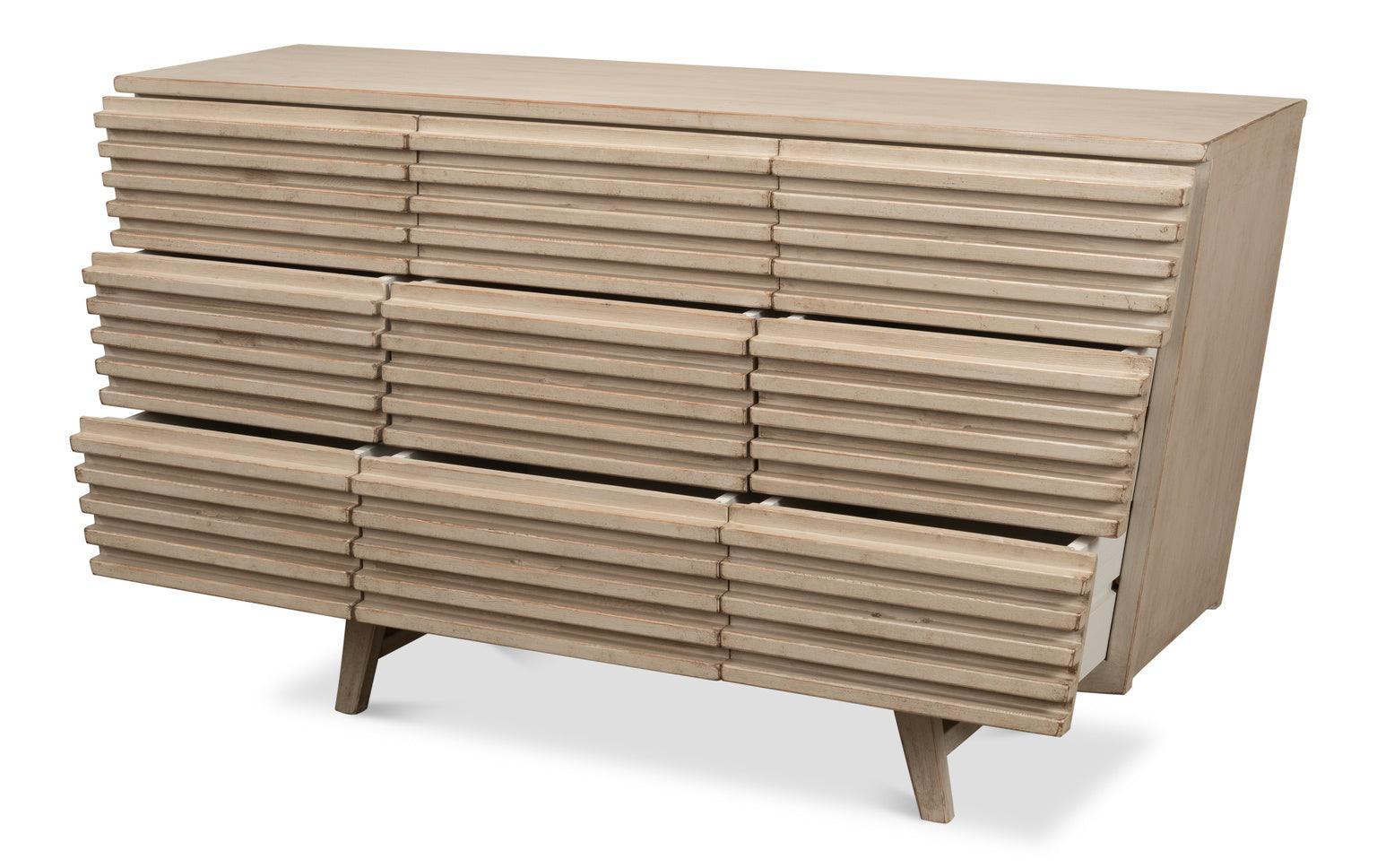Modern Stoney Grey Ribbed Sideboard - Belle Escape