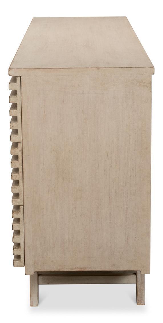 Modern Stoney Grey Ribbed Sideboard - Belle Escape